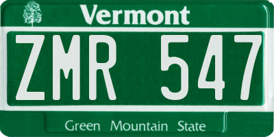 VT license plate ZMR547