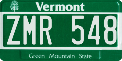 VT license plate ZMR548
