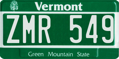 VT license plate ZMR549