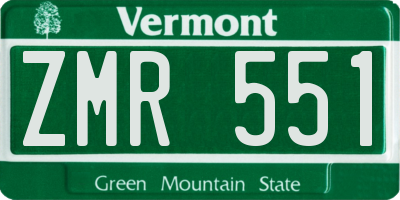 VT license plate ZMR551