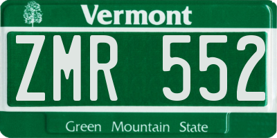 VT license plate ZMR552