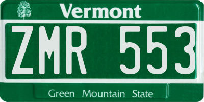 VT license plate ZMR553