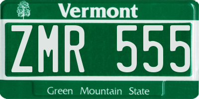 VT license plate ZMR555