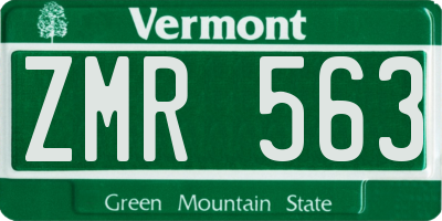 VT license plate ZMR563