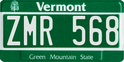 VT license plate ZMR568