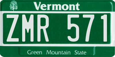 VT license plate ZMR571