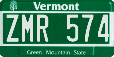 VT license plate ZMR574