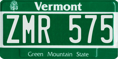 VT license plate ZMR575