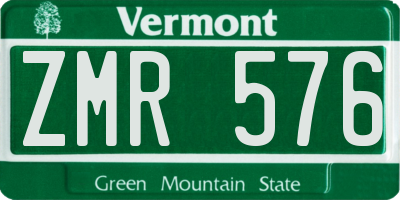 VT license plate ZMR576