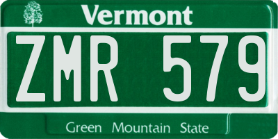 VT license plate ZMR579