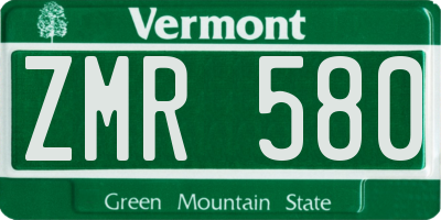 VT license plate ZMR580