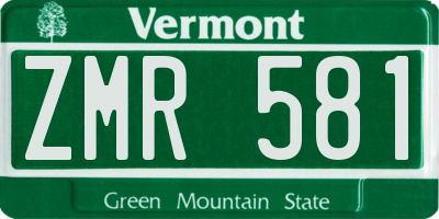 VT license plate ZMR581