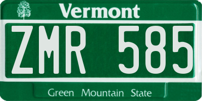 VT license plate ZMR585