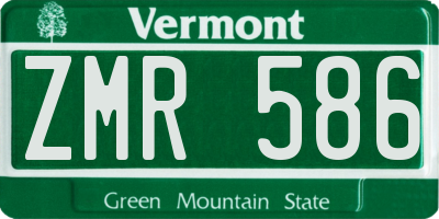 VT license plate ZMR586