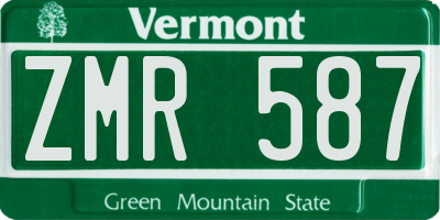 VT license plate ZMR587