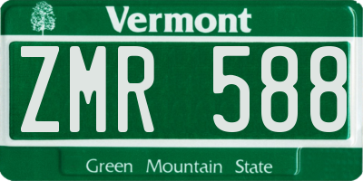 VT license plate ZMR588