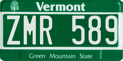 VT license plate ZMR589