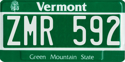 VT license plate ZMR592