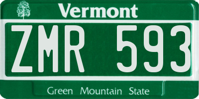 VT license plate ZMR593
