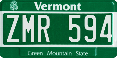 VT license plate ZMR594