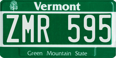 VT license plate ZMR595