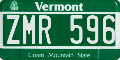 VT license plate ZMR596