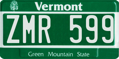 VT license plate ZMR599