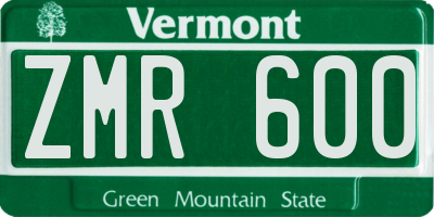 VT license plate ZMR600