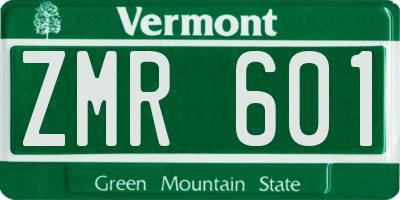 VT license plate ZMR601