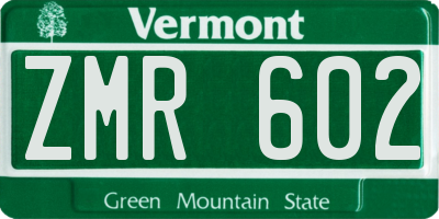 VT license plate ZMR602