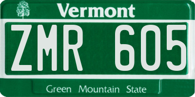 VT license plate ZMR605