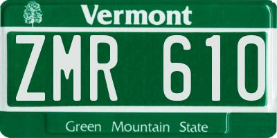 VT license plate ZMR610