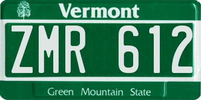 VT license plate ZMR612