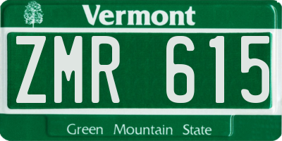 VT license plate ZMR615