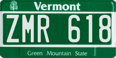 VT license plate ZMR618