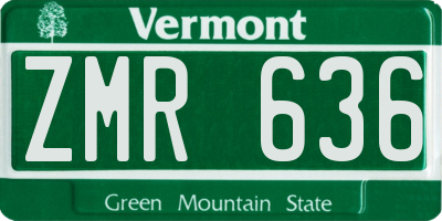 VT license plate ZMR636