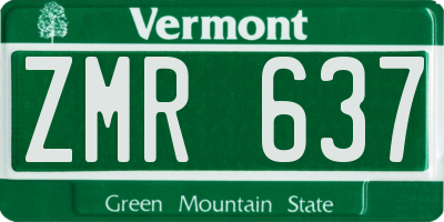 VT license plate ZMR637