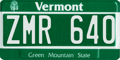 VT license plate ZMR640