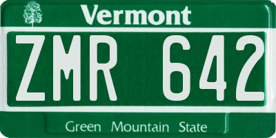 VT license plate ZMR642
