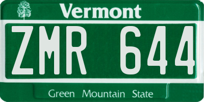 VT license plate ZMR644