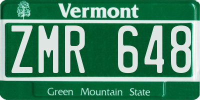 VT license plate ZMR648