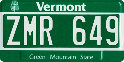 VT license plate ZMR649