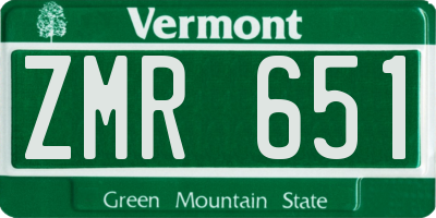 VT license plate ZMR651