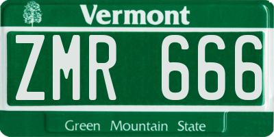 VT license plate ZMR666