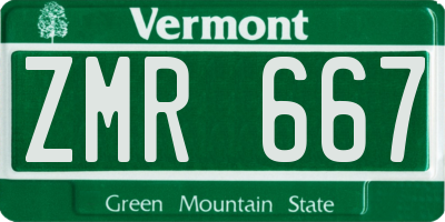 VT license plate ZMR667