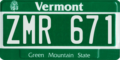VT license plate ZMR671