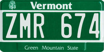 VT license plate ZMR674
