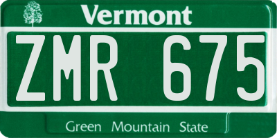 VT license plate ZMR675