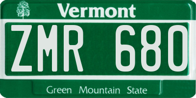 VT license plate ZMR680