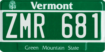 VT license plate ZMR681